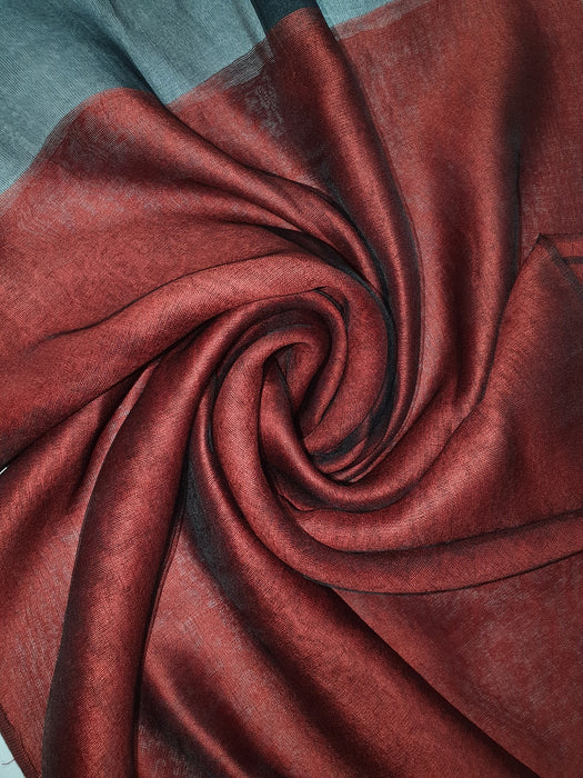 Silk Tassle scarf Burnt Orange - Black Border