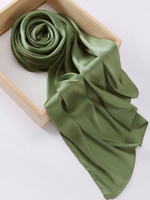 Crinkle Satin Muna Scarf Khaki