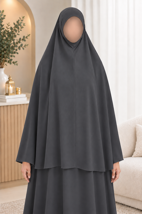 5XL: Khimar Niqab Dark Grey