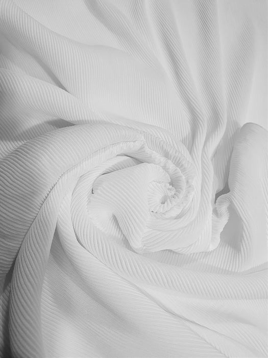 Fine Pleated Scarf Off White