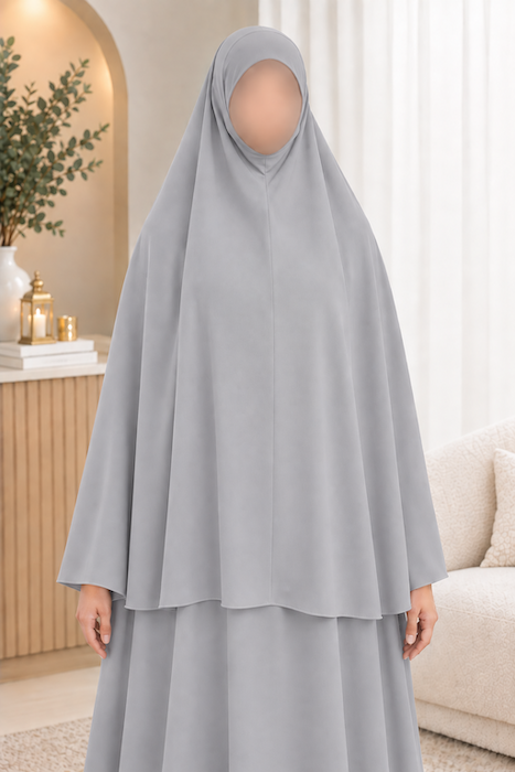 5XL: Khimar Niqab Light Grey
