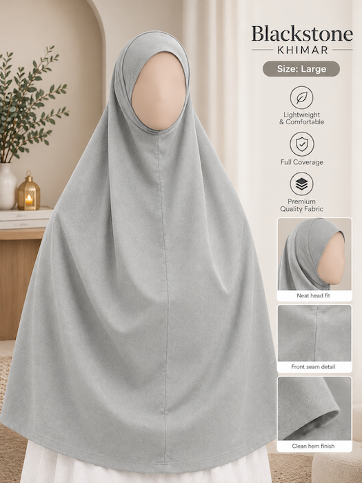 Large: Premium Khimar Jersey Light Grey