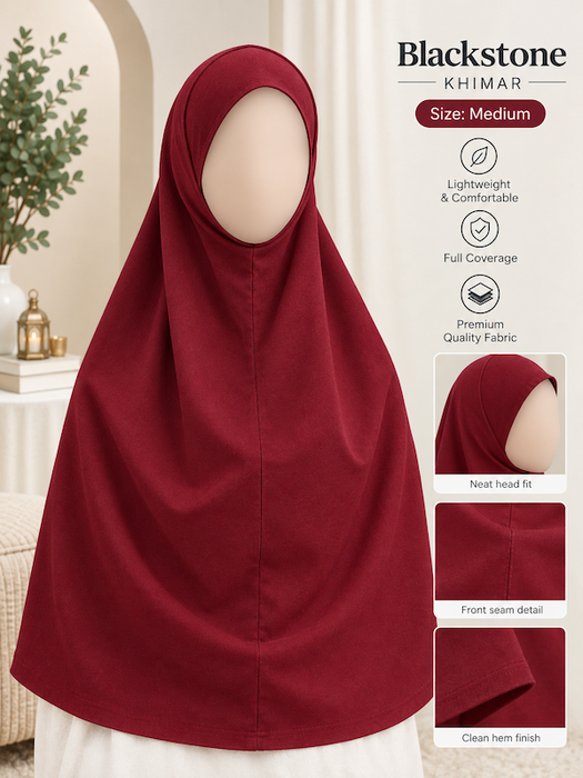 Yusra: Premium Hijab Jersey Turlu Red (Medium)