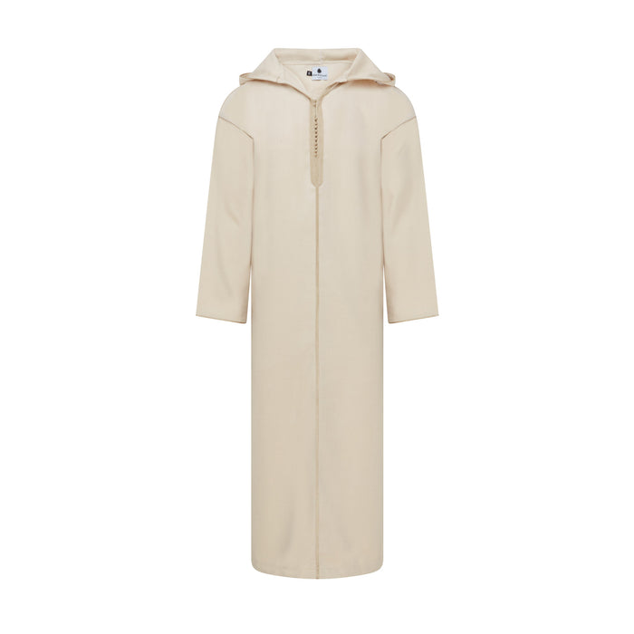Winter Moroccan Zip Hooded Jubbah - Cream