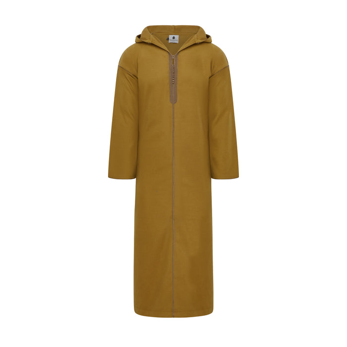 Winter Moroccan Hooded Thoub - Mustard