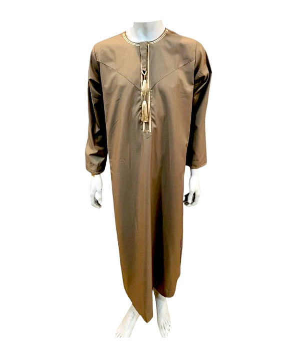 Alif Elegant Omani Men - Mocha Brown/Gold