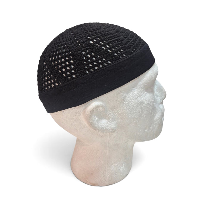 Crochet Egyptian Net Prayer Hat - Black