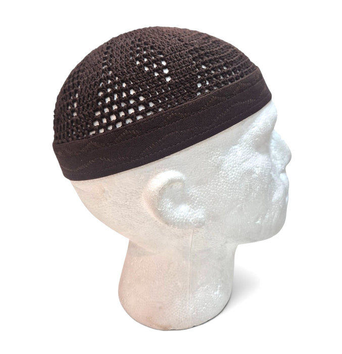 Crochet Egyptian Net Prayer Hat - Brown