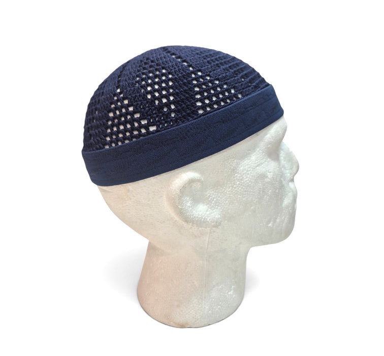Crochet Egyptian Net Prayer Hat - Navy