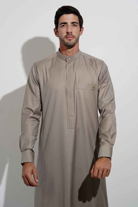 Faris : Gold Button Beige Thobe