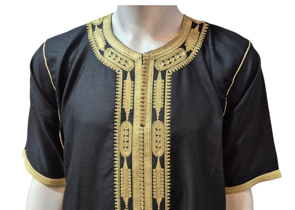 Premium Moroccan Jubbah Black/Gold