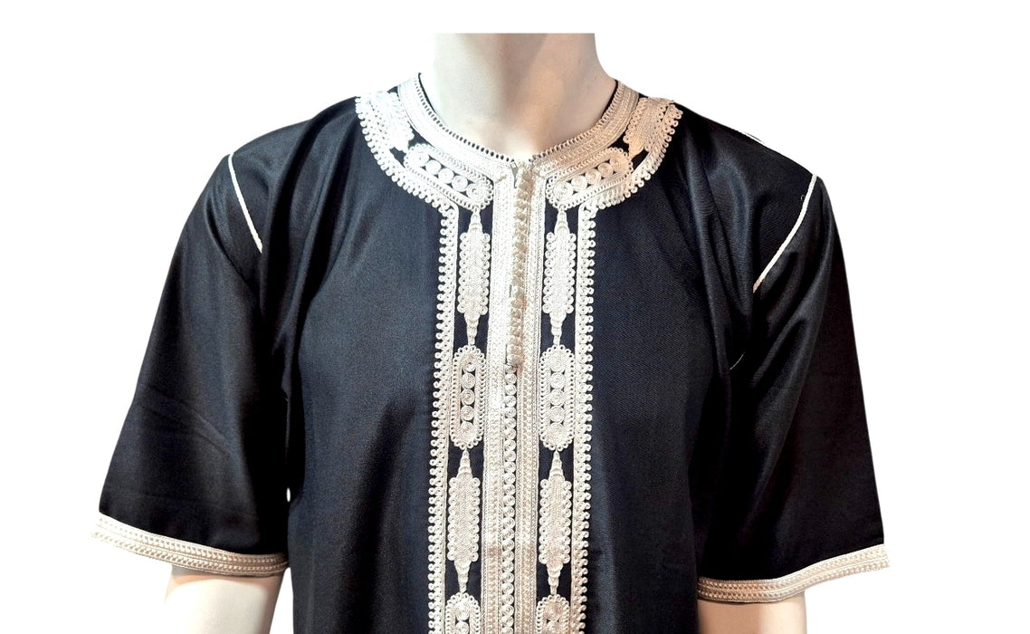 Premium Moroccan Jubbah Black/White