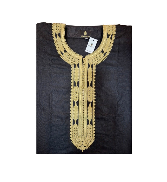 Premium Moroccan Long Sleeve Jubbah Black/Gold
