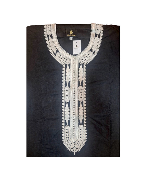 Premium Moroccan Long Sleeve Jubbah Black/White