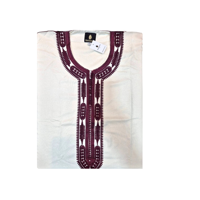 Premium Moroccan Long Sleeve Jubbah Cream/Maroon