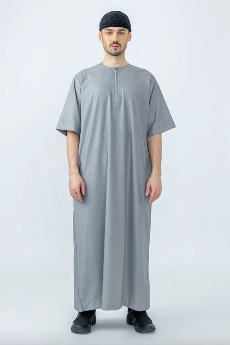 Half Sleeve Thobe - Light Grey