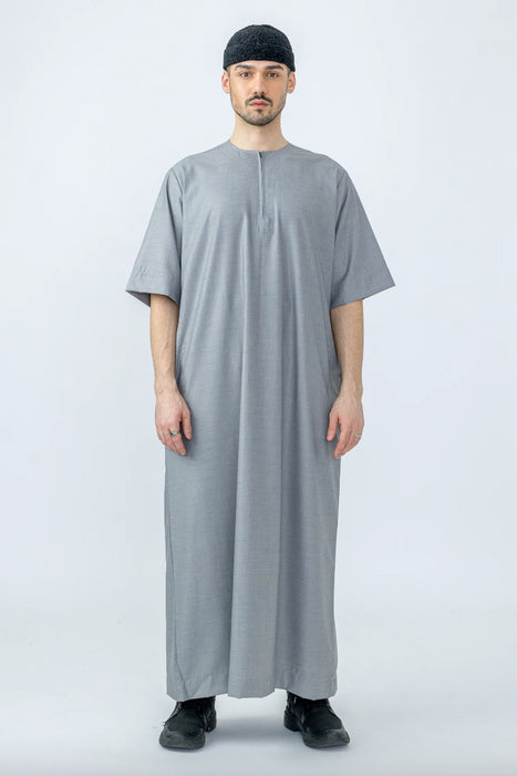 Half Sleeve Thobe - Light Grey