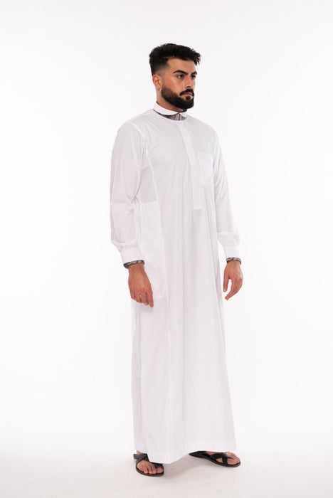 Al Noor3 - White Tarton Print Thobe