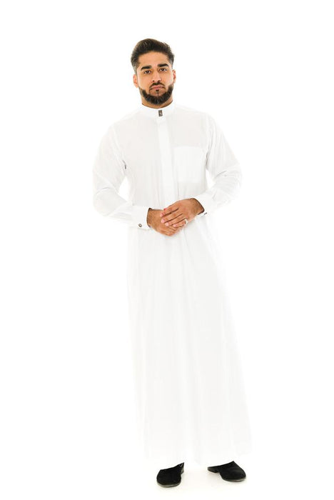 Premium Cuff Collar Jubbah White