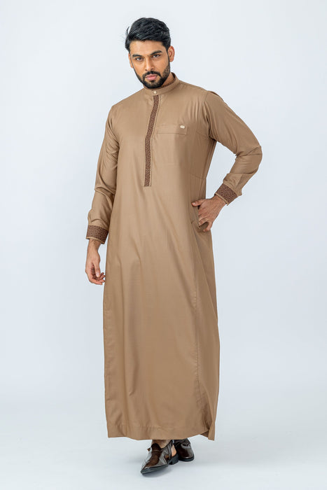 Al Noor Urban Hex Brown/Peanut Zip Thoub