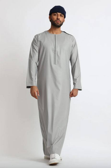 Piping Omani Jubba - Grey
