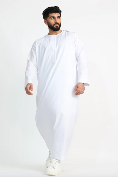 Piping Omani Jubba - White