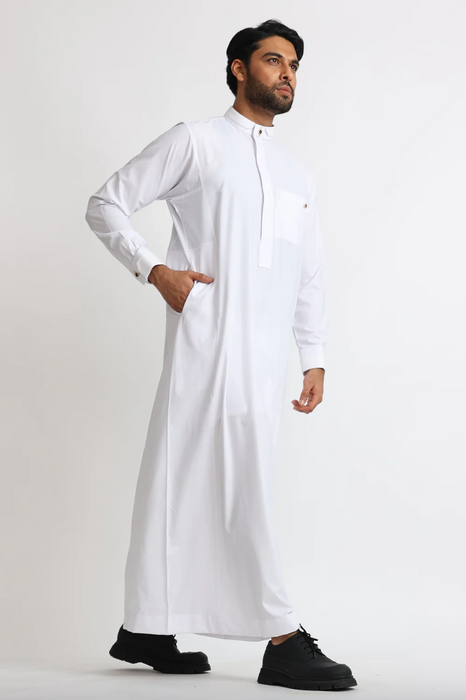 Premium Polygon Cuff Thobe - White