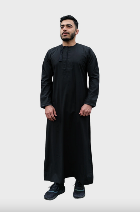 Al Noor Habeel Black/Black Omani Thobe
