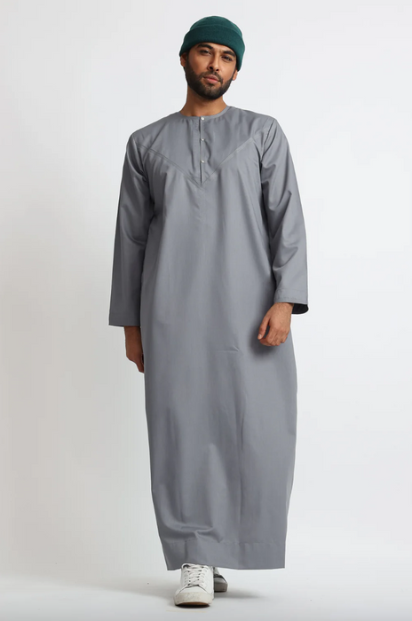 Al Noor Habeel Grey/Grey Omani Thobe