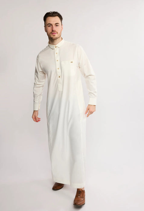Al Noor R26 J2505 Cream Eton Collar Paisley Thobe