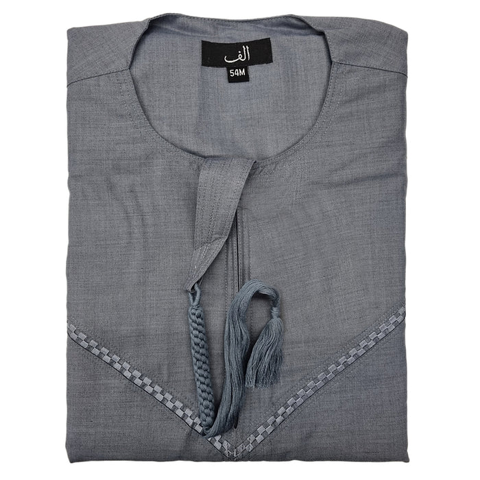 Alif V Thoub Men with Tassel - Grey