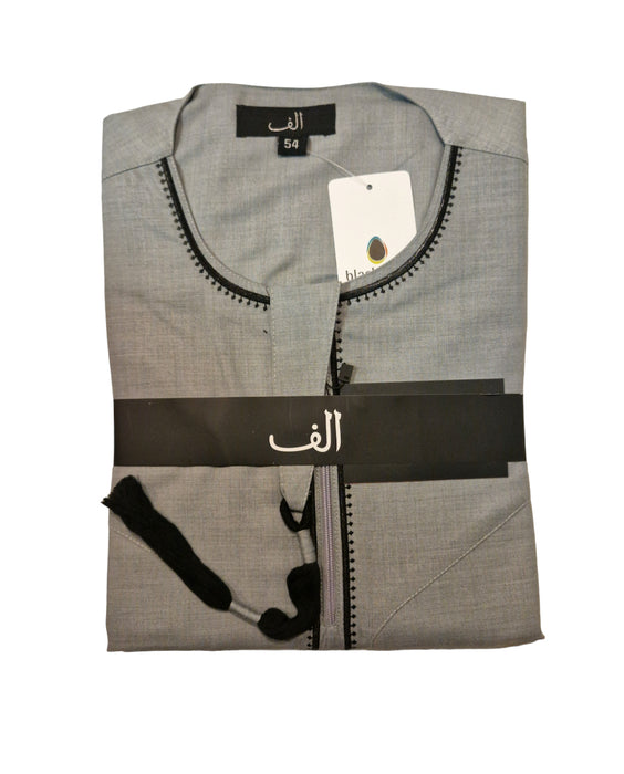 Alif Embroidered Omani - Grey