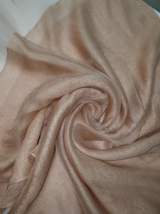 Silk Tassle scarf Light Gold - Gold Border