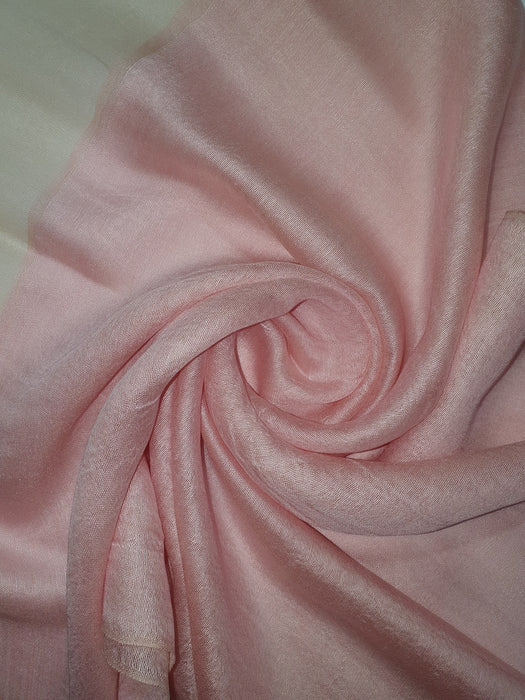 Silk Tassle scarf Baby Pink (Gold Border)