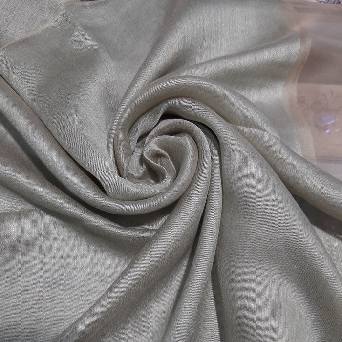 Silk Tassle scarf Lemon Green - Gold Border