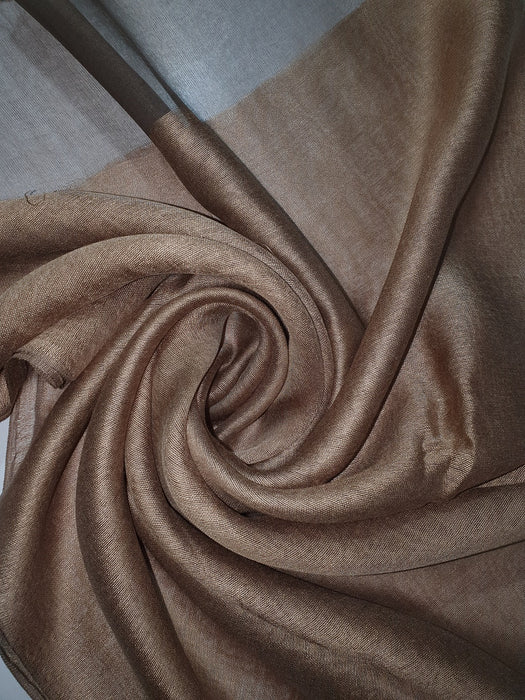Silk Tassle scarf Dark Gold - Brown Border
