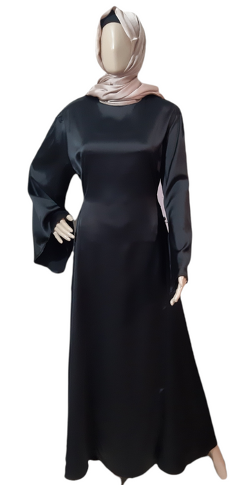 Flare Satin Black Abaya