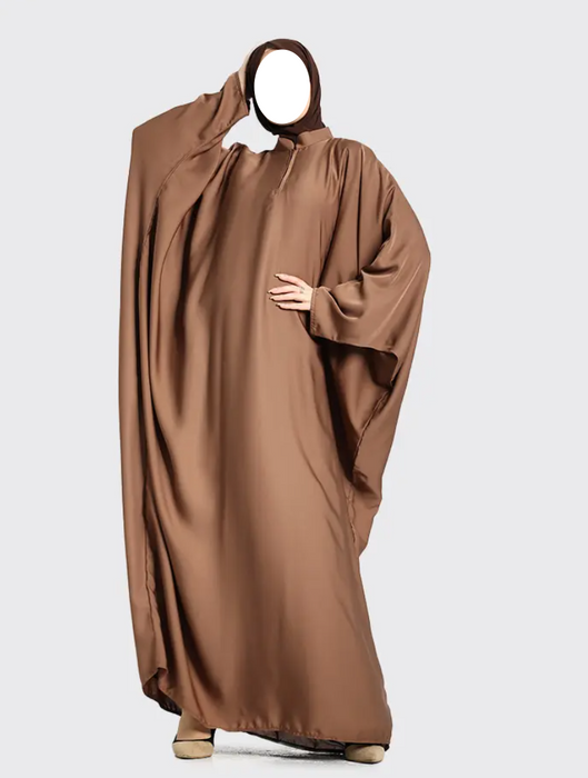 Zip Batwing Abaya Mocha