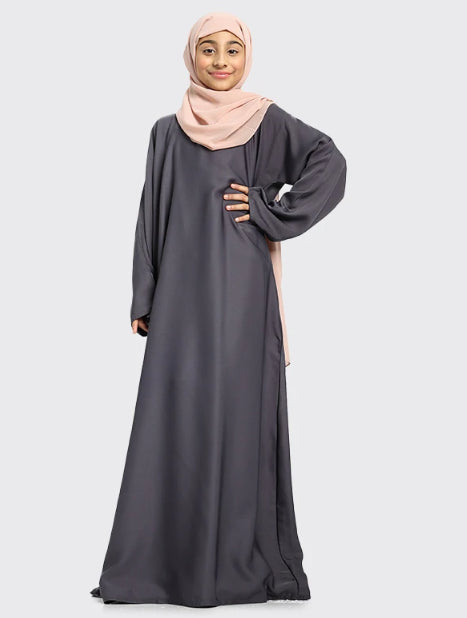 Children Plain Abaya Grey