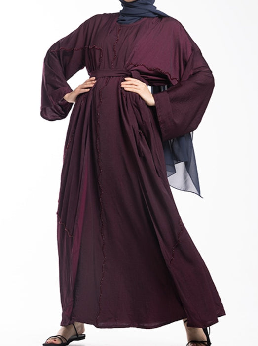 Crinkled 2-Piece Abaya (Plum)