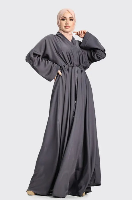 Flared Tassel Abaya Grey