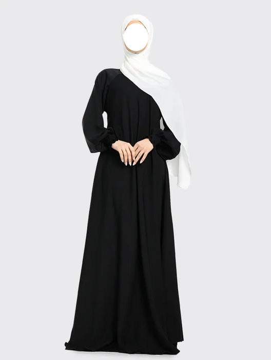 Umbrella Zip Abaya Black