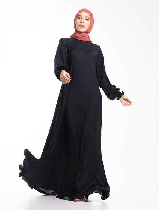 Umbrella Zip Abaya Black