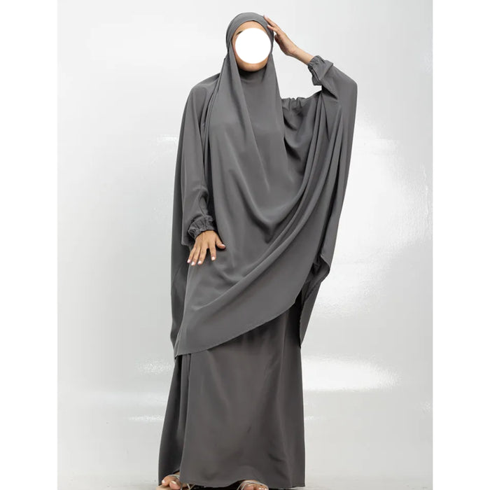 2 Piece Jilbab Light Grey