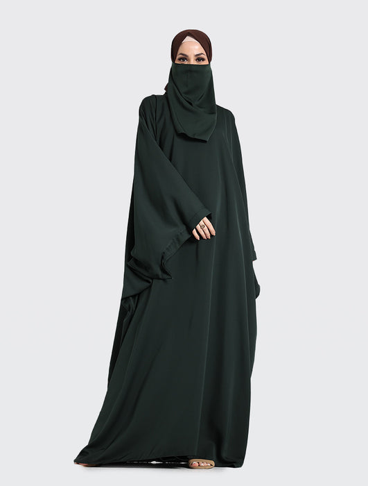Farasha Batwing with Niqab - Forest Green