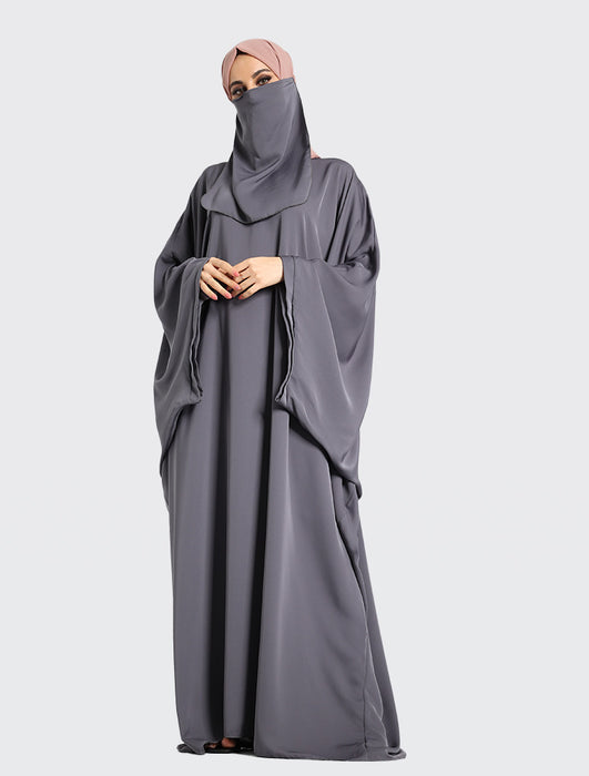 Farasha Batwing with Niqab - Grey
