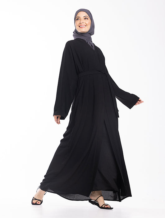 Crepe Open Abaya Black