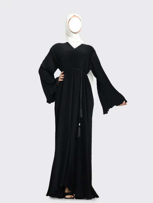 Pleated Abaya Black