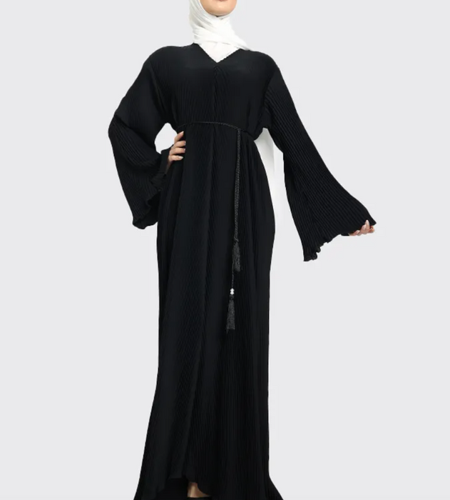 Pleated Abaya Black