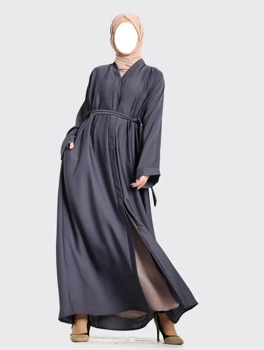 Nida Open Abaya Grey